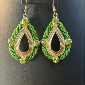 Women's Dangle Earrings Green/Gold Size One Size